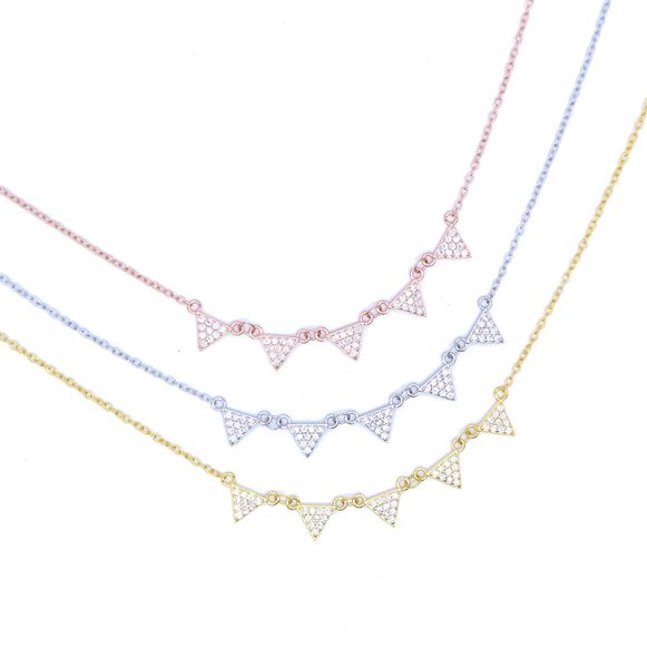 

necklace factory wholesale drop micro pave cz triangle link chain delicate dainty 925 sterling silver fashion
