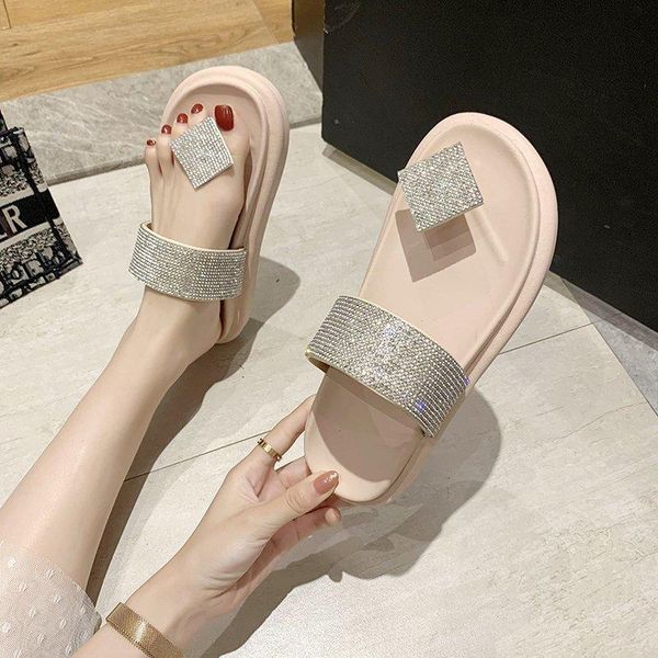 

platform slippers sandals women clip toe shiny open slides summer outdoor thick sole black pink