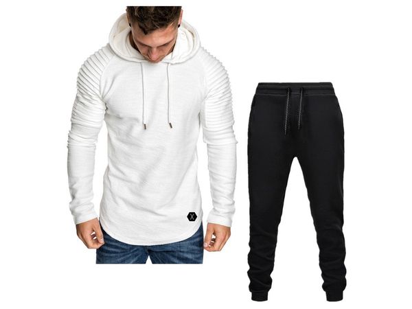 

men's tracksuits spring and autumn sports sweater suit hooded solid color, Gray