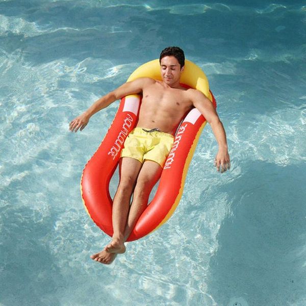 

summer inflatable beach lounger backrest water sports hammock single air mattresses recliner floating sleeping bed chair cushion floats & tu
