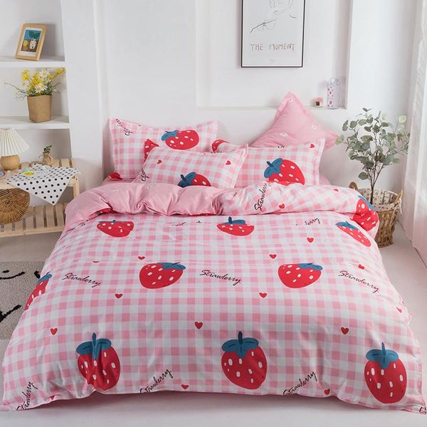 

bedding sets home living strawberry print 3/4pcs sheet pillow case duvet cover  size and king