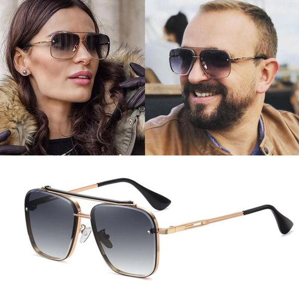 

sunglasses retro square men trends 2021 style gradient blue glasses metal double bridges women sun summer, White;black