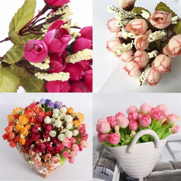 

colors artificial rose bouquet silk fake flower bride wedding party year home decoration plants decorative flowers & wreaths