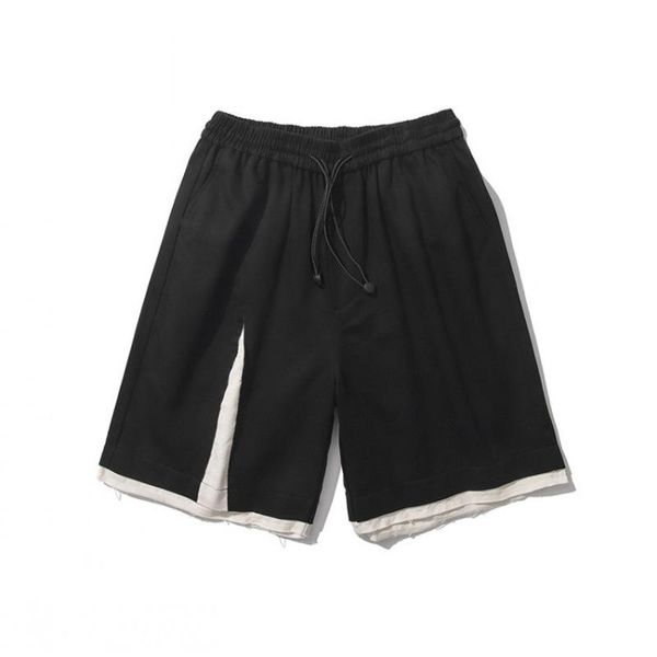 

men's short black patchwork summer hip hop oversized pockets streetwear harajuku drawstrings cotton casual shorts, White;black