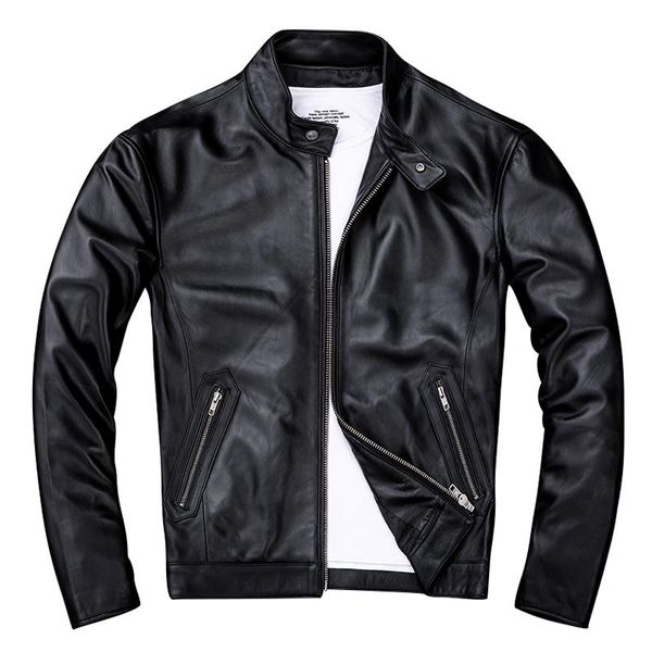 Männer Jacken Frühling Natürliche Echte Leder Für Mann Motorrad Schlanke Männliche Mantel Schaffell Biker Mode Kleidung