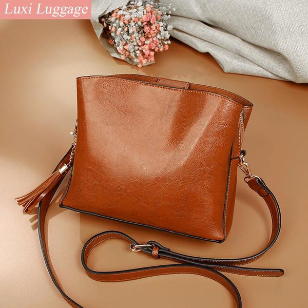 

evening bags women bag handbag 2021 shoulder leather simple bucket solid color