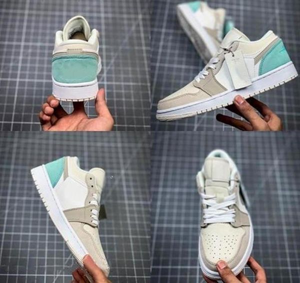 

shoes 1 1s low paris jumpman mens basketball misty blue light grey women suede designer trainers sneakers 36 - 46