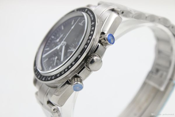 

2022 gift mens watch with japanese quartz movement chronograph sports black dial stainless steel men wristwatches, Slivery;black