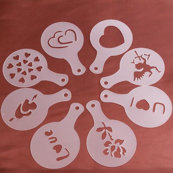 

cake tools 8pcs/set plastic stencils decoration christmas valentine's day cappuccino coffee template mold