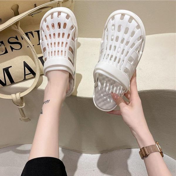 

sandals lisapie 2021 summer women's baotou hollow breathable beach slippers fashion super light comfortable indoor, Black