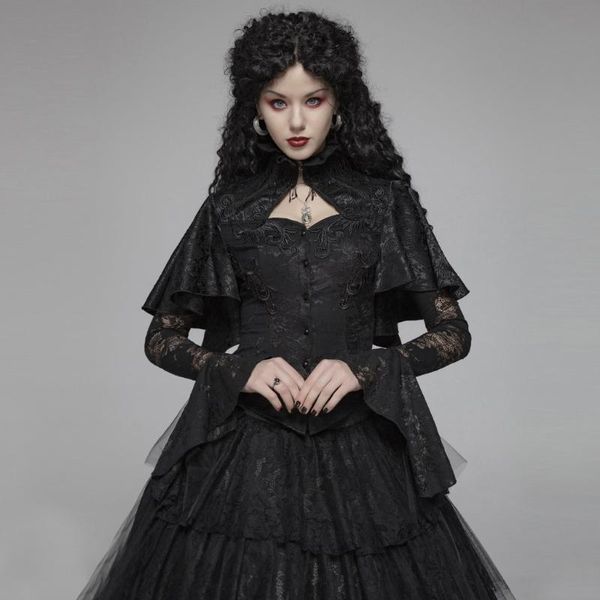 

women's blouses & shirts punk rave gothic lace cloak shirt fashion flare sleeves steampunk retro blouse evening party women gorgeous, White