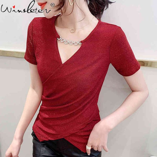 

women's t-shirt summer european style fashion solid diamonds chian irregularity women short sleeve bottoming shirt tees t1431, White