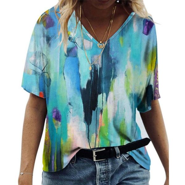 

women's t-shirt cofekate tshirts for women short sleeve summer t shirt printed v-neck casual plus size, White