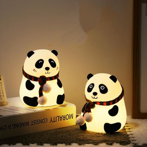 

night lights led cartoon silicone lamp panda usb rechargeable touch sensor colorful bedroom bedside for children kids