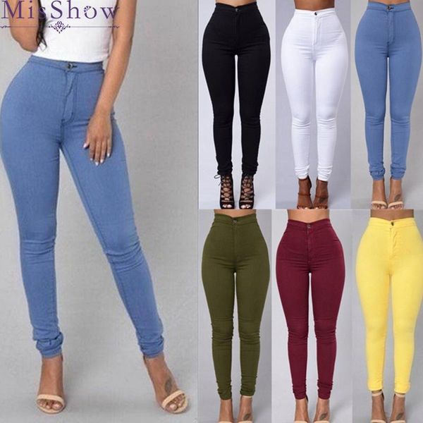 

women's jeans 2021 basic 6 colors women high waist pencil pants western style vintage casual full length street woman 3xl, Blue