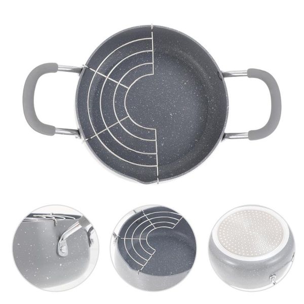 

pans 1pc practical mini chicken frying pot durable pan with drain rack