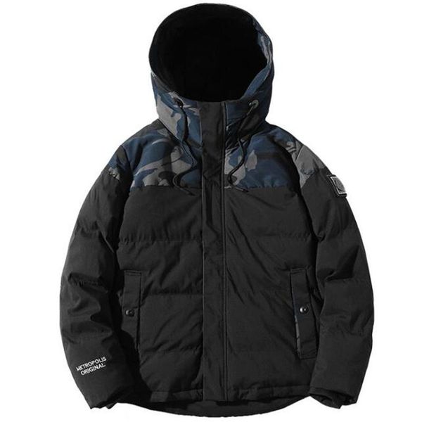 

men's down & parkas parka men winter jackets cotton chaquetas hombre camo overcoat mens casual thicken warm camouflage fashion streetwe, Black