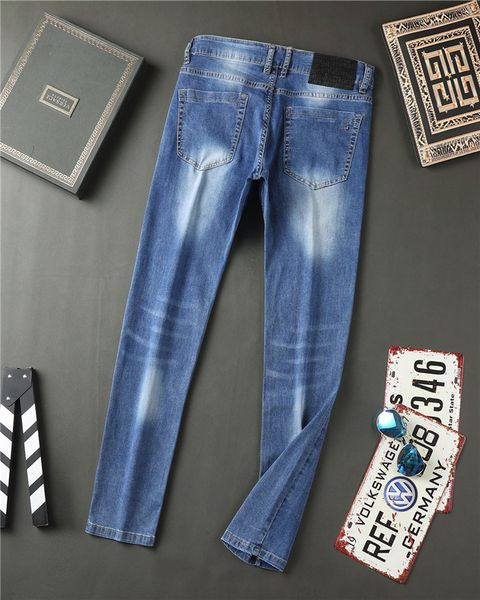 

jeans designer mens blue flex trousers size 28-40 casual midweight summer thin pants plaid regular pant latest listin fashion slim-leg motor
