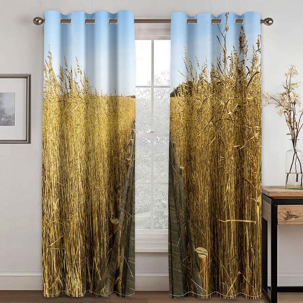 

curtain & drapes 3d modern minimalist landscape pattern blackout set, suitable for home curtains in the living room and bedroom