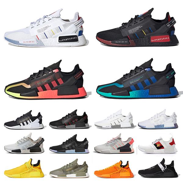 

big size 36-47 human race nmd r1 v2 sports runnning shoes aqua tones gradient neon trainers pharrell williams men women black white designer, White;red