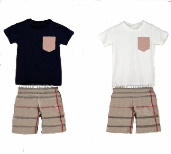 Kids t-shirt shorts conjuntos designer crianças terno xadrez meninos meninos roupas camisetas