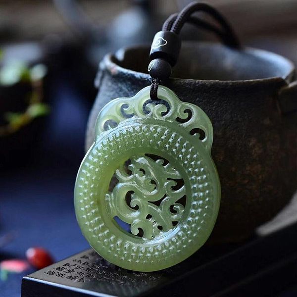 

pendants joursneige fine hetian natural stone pendant carving dragon necklace lucky sweater chain health fashion jewelry, Black