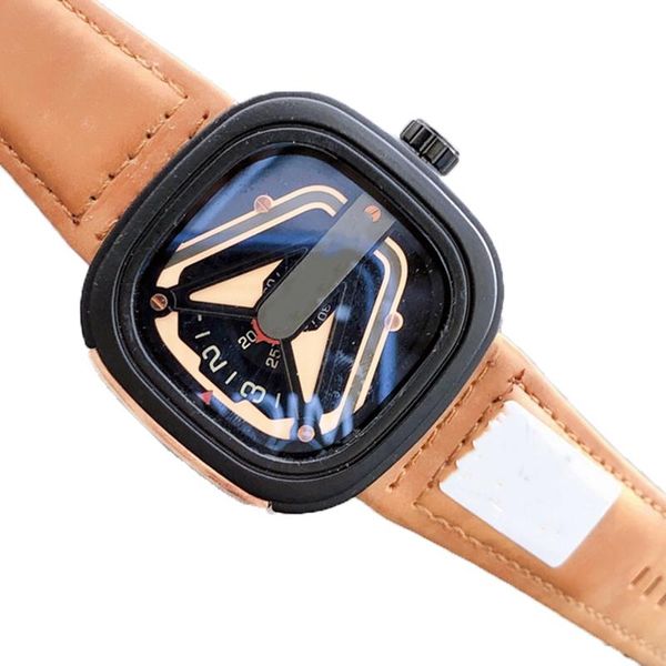 

brand men square watches business mens quartz wristwatch sport watch clock openwork gifts for wristwatches, Slivery;brown