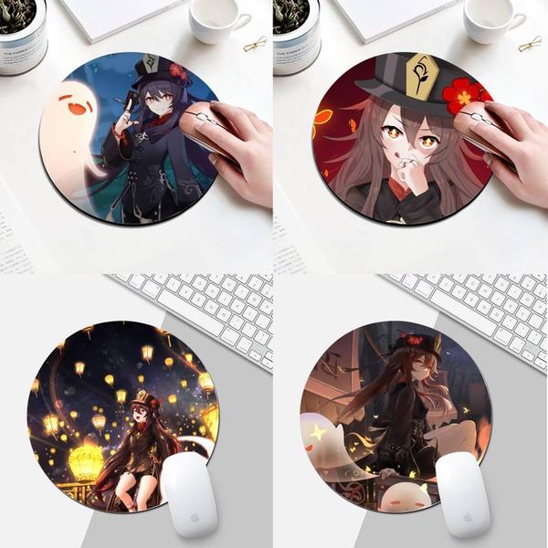 

mouse pads & wrist rests game genshin impact hu tao keyboards mat gaming mousepad desk round gamer for pc lappad