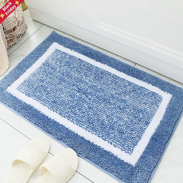 

simple design soft flocking bathroom carpet 1pcs water absorbent hallway bath mat non-slip doorway bedroom floor rug washsble mats