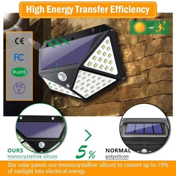 

solar power wall light outdoor pir motion sensor night security waterproof lamp energy saving garden door yard lamps