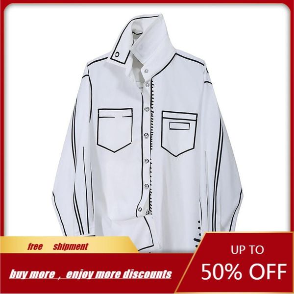 

women's blouses & shirts shirt clothes european niche design autumn long-sleeve simple print blouse long chiffon full turn-down collar, White