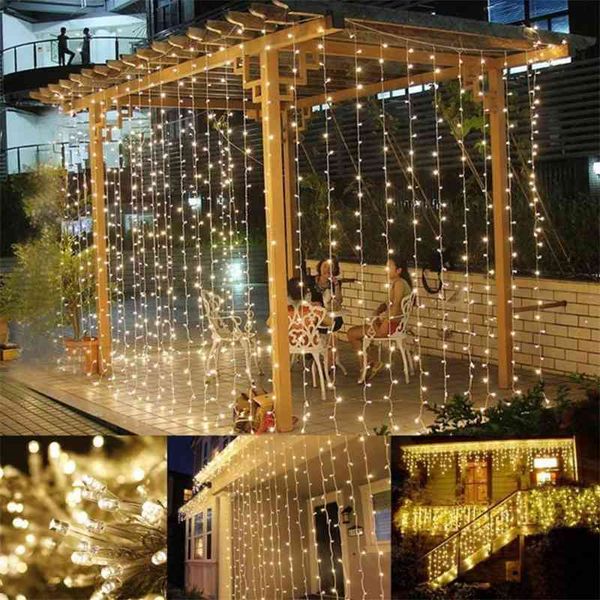

led string 300led curtain 2 * 2m interior decoration christmas ice bar high and low voltage star lights