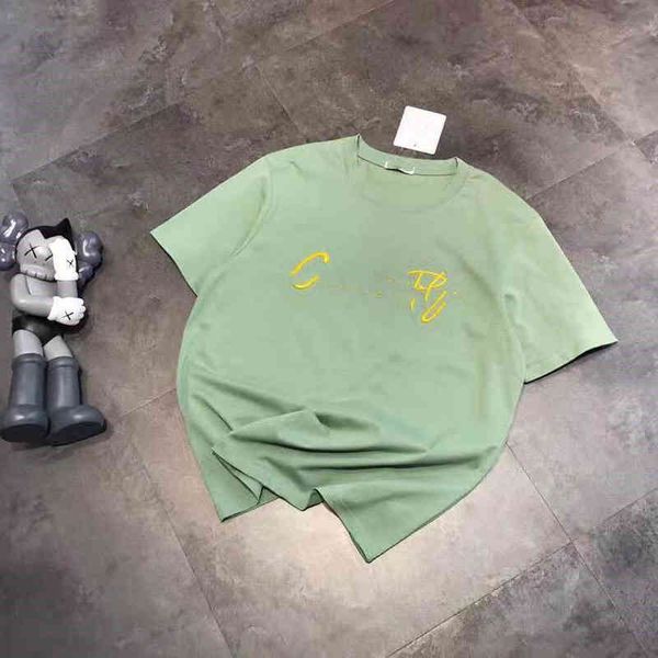 

2022 factory wholesale new summer three-dimensional embroidery mint green short sleeve t-shirt men's and women's fashion 071503, White
