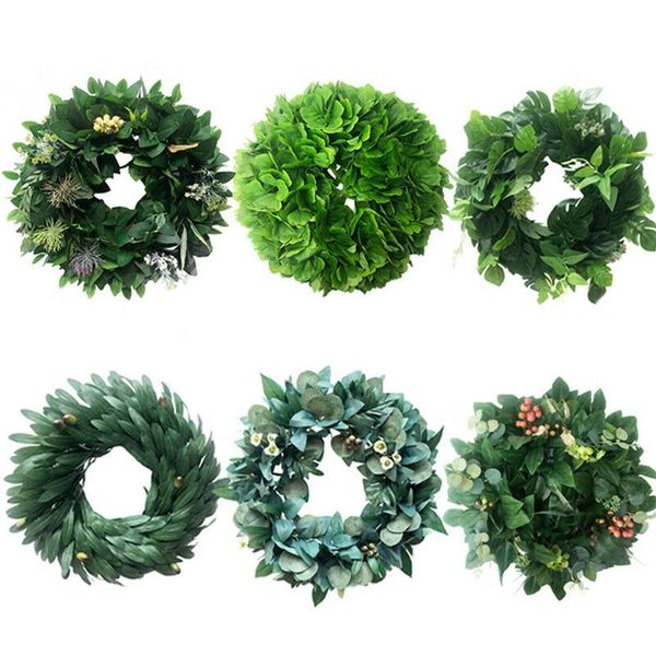 

decorative flowers & wreaths artificial plants rattan ring olive branch wreath fruit leaf garland door hanging wedding home decoration
