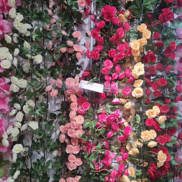 

luanqi 180cm silk roses lvy vine with green leaves artificial flower for home wedding decor fake leaf diy hanging garland decorative flowers