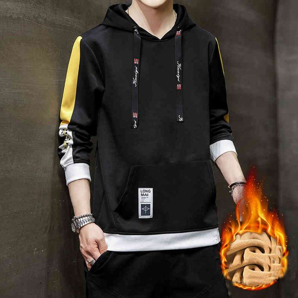 

men's hoodies & sweatshirts autumn winter warm wool solid fleece hip hop hoodie men harajuku drop ng00, Black