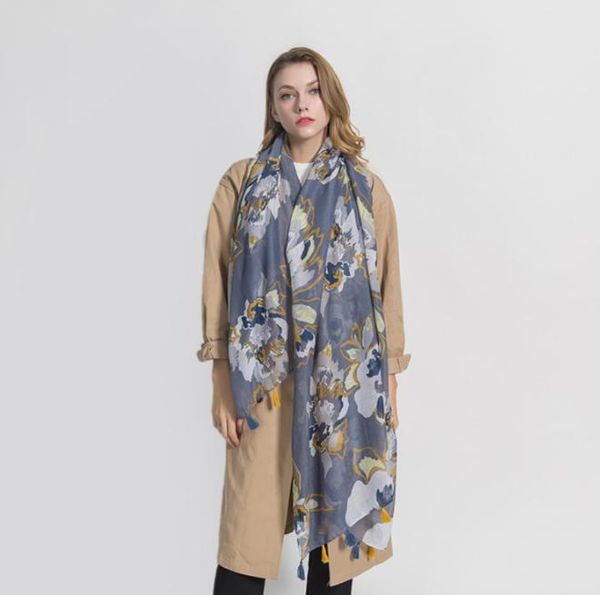 

scarves 180*90cm cotton linen voile scarf autumn winter men foulard square hijab ladies shawl wrap muffler pareo female, Blue;gray