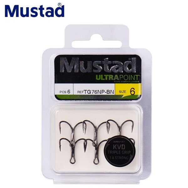 

pack mustad tg76np fishing hooks strong three anchor fishhooks high carbon steel treble sea carp worm lure