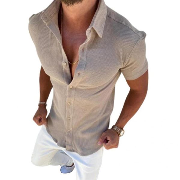 

men's casual shirts solid color trendy summer beach clothes loose men short sleeves for daily life, White;black