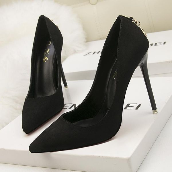 

dress shoes 10cm high heels party shoes2021fashion women's suede professional single 6 colors, Black