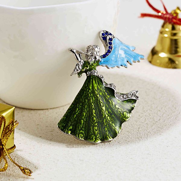 

christmas new plated point diamond purple suona blowing angel alloy brooch