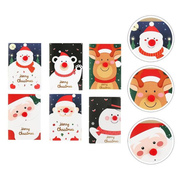 

greeting cards 6pcs christmas message 3d red nose xmas gifts with envelope