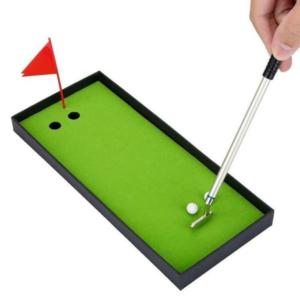 

golf training aids pen set deskgoft gift mini green driving range club and metal with pens flag balls g1r2