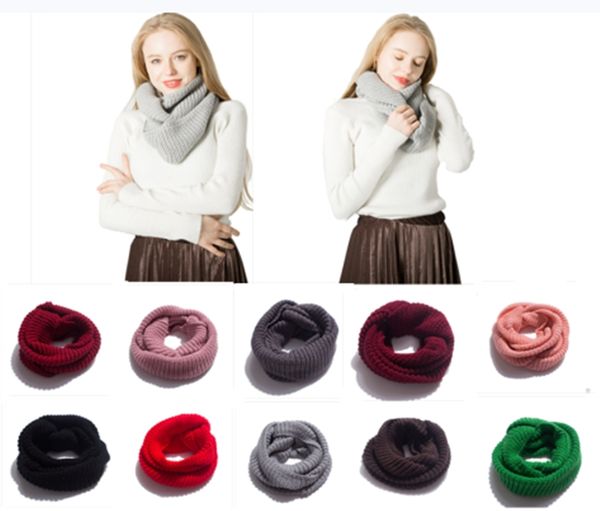 

55*2*30cm designer women winter scarf thick warm wool single-circle knitted scarf for ladies neck scarves fashion scarf collar wholesale, Blue;gray