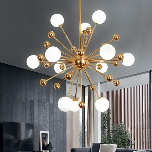 

globe chandelier lighting kitchen restaurant golden plexiglass acrylic molecule sputnik lamp italian chandeliers