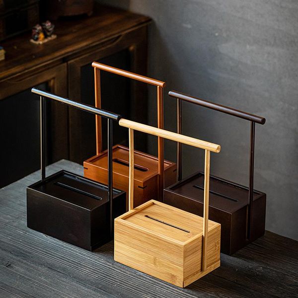 

bamboo handle tissue box chinese light luxury household creative storage napkin rolled paper pumping lb488 boxes & napkins