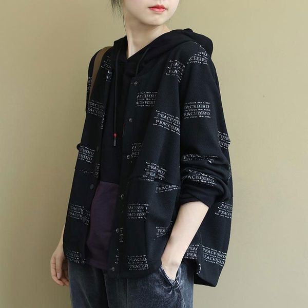 

jackets autumn fashion women long sleeve stand collar loose short coats letter print single breasted casual jackets femme coat m487 cs04, Black;brown