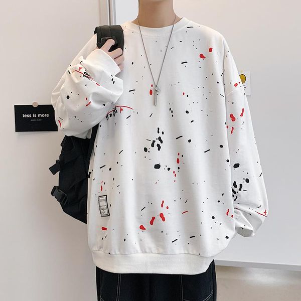 

men's hoodies & sweatshirts 2021 trend men casual solid splice pullover o-neck slim fit sportswear sweatshirt print male hoody tracksui, Black
