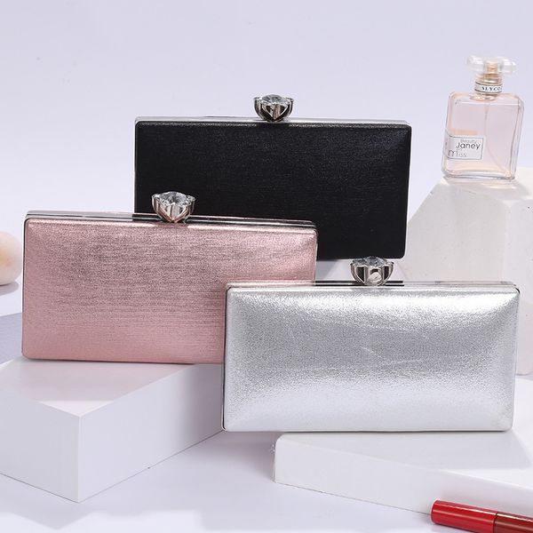 

women's clutch bag purses and handbags solid color small evening bags chains shoulder wedding bag with rhinestones z006