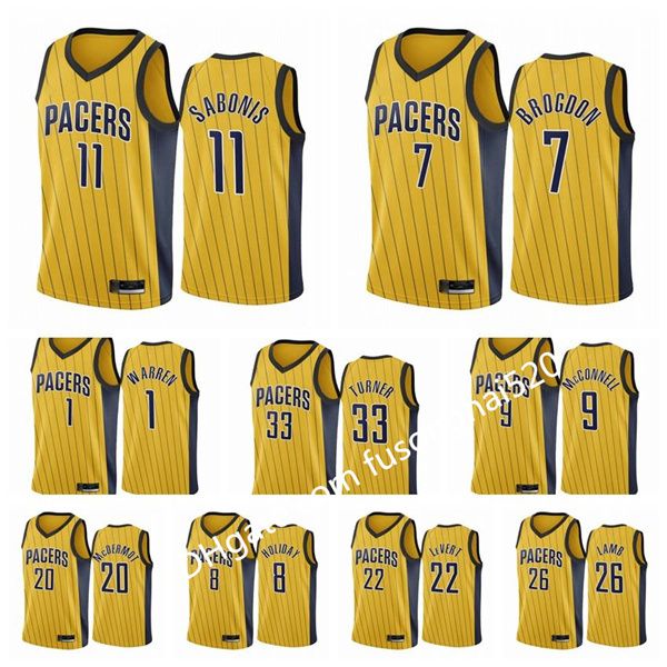 

print men's women kids any player domantas sabonis malcolm brogdon myles turner 2020-21 earned edition gold #11 basketball jersey swing, Black;red